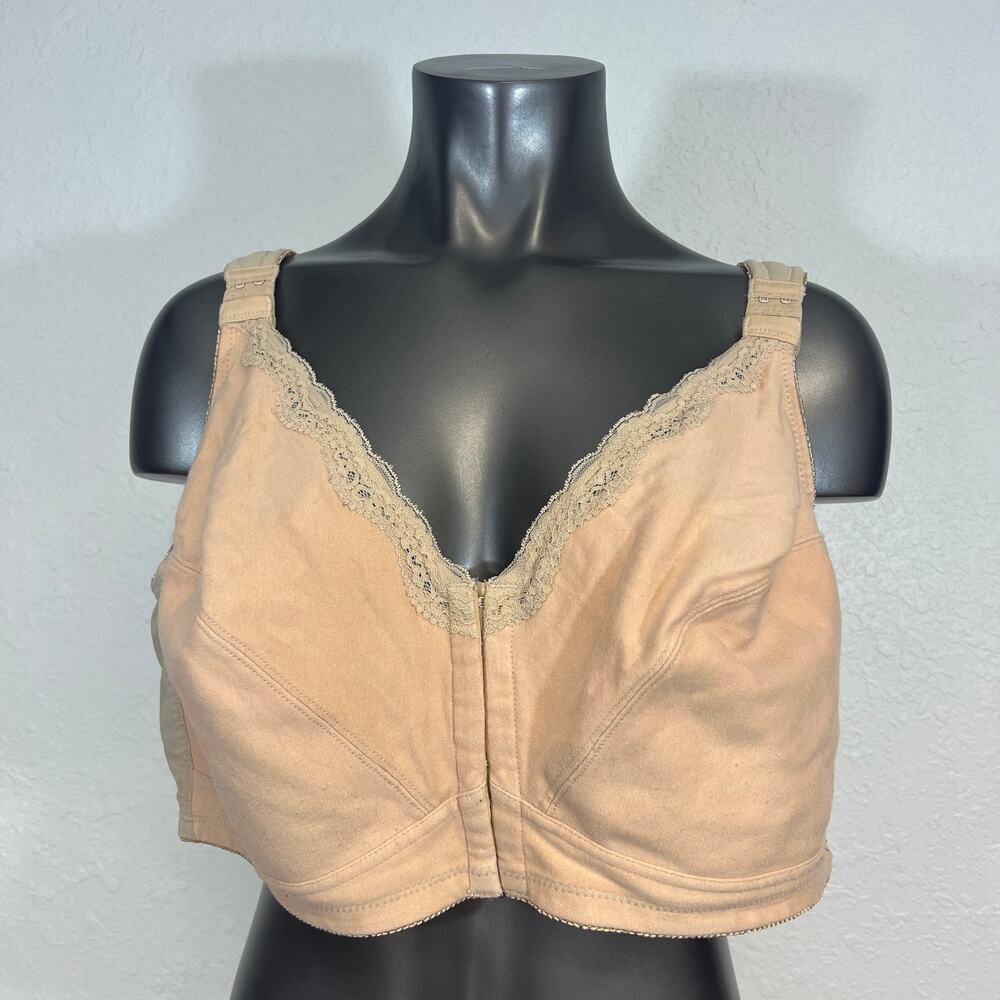 Comfort Choice Bra Plus Sz 50D Hooks Front full coverage side support 92234